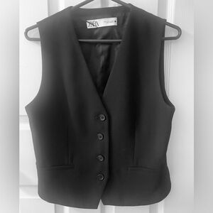 Zara Black Button-Front Tailored Vest